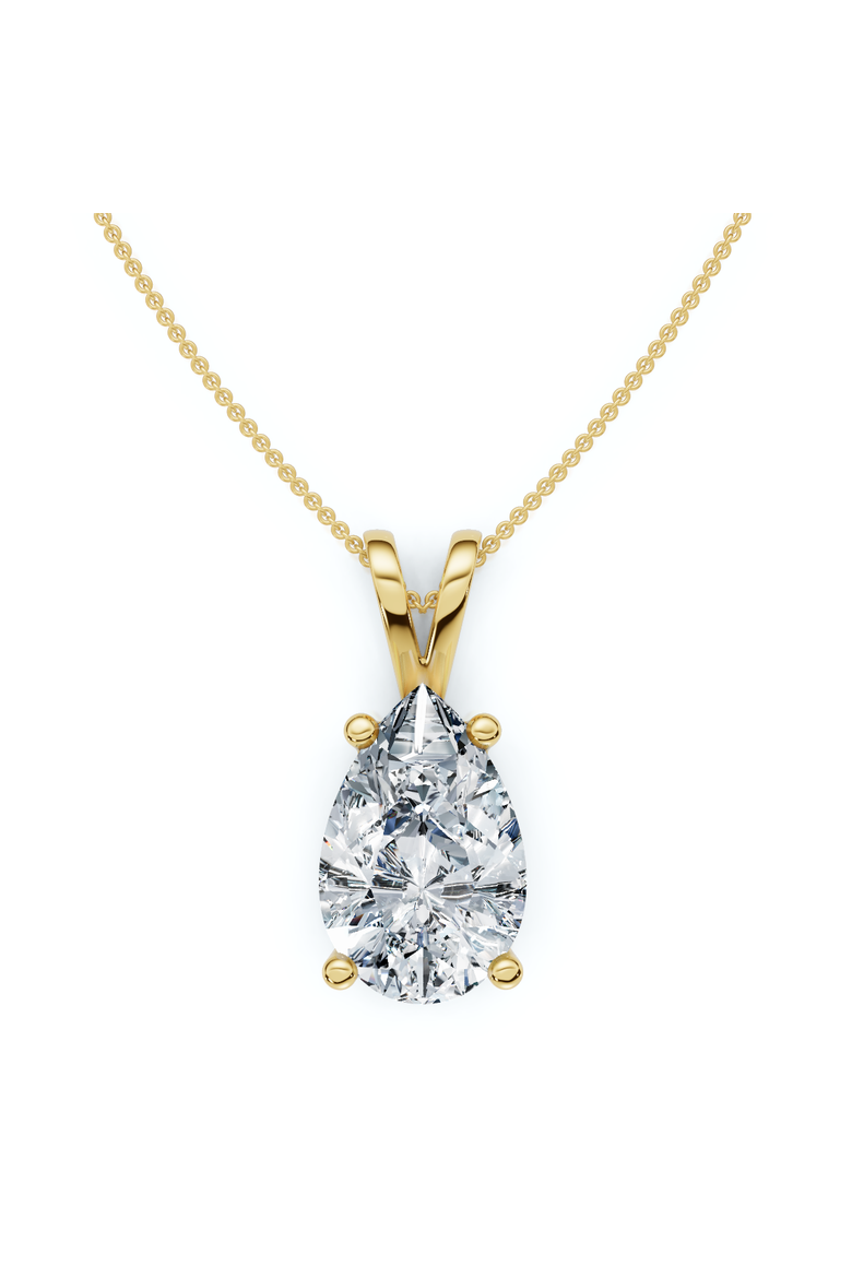 4Ct Solitaire Pear Shape Diamond Pendant Lab Grown 14k Gold 18" Necklace, Main, color, Yellow Gold