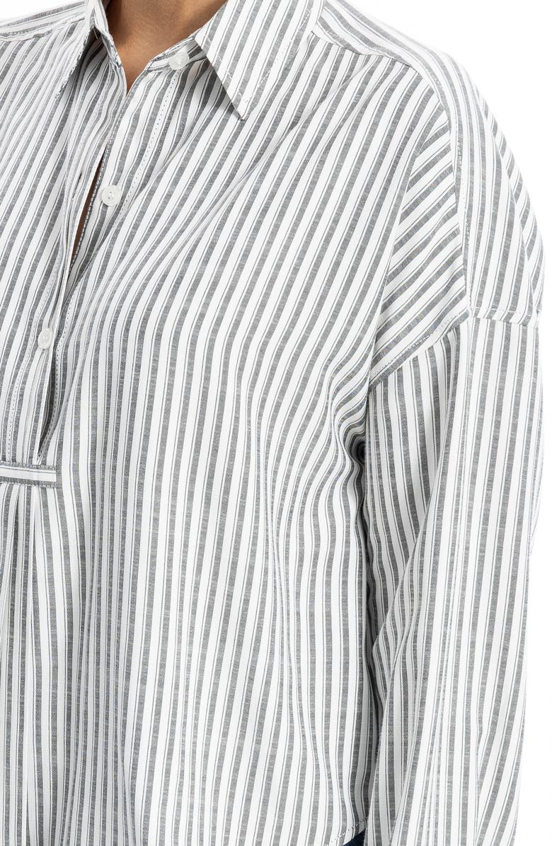 MAX STUDIO Stripe Button-Up Shirt, Alternate, color, Black Stripe
