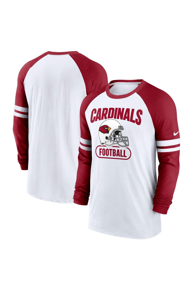 Nike Men's Nike White/Cardinal Arizona Cardinals Throwback Raglan Long Sleeve T-Shirt, Main, color, 