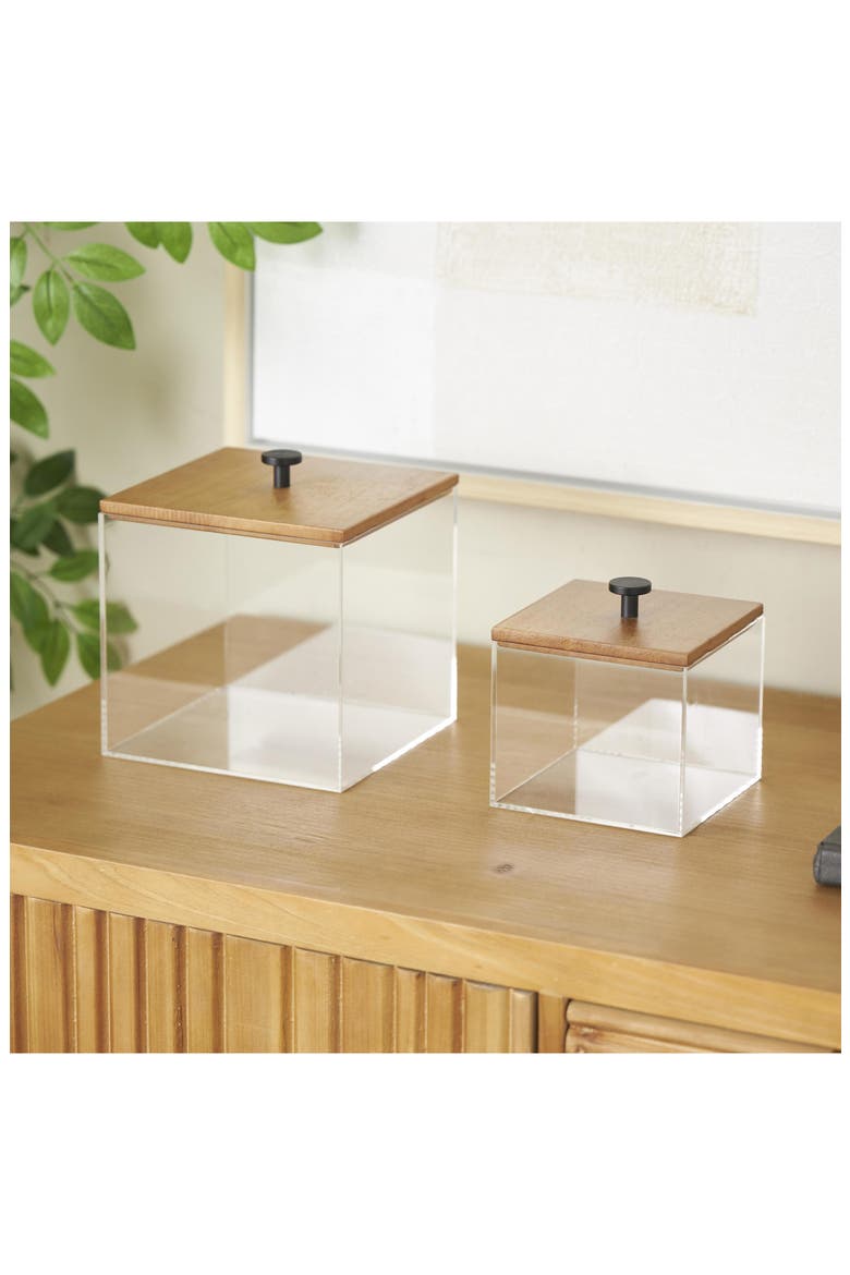 Contemporary Set of 2Decorative Acrylic Boxes, Alternate, color, CLEAR
