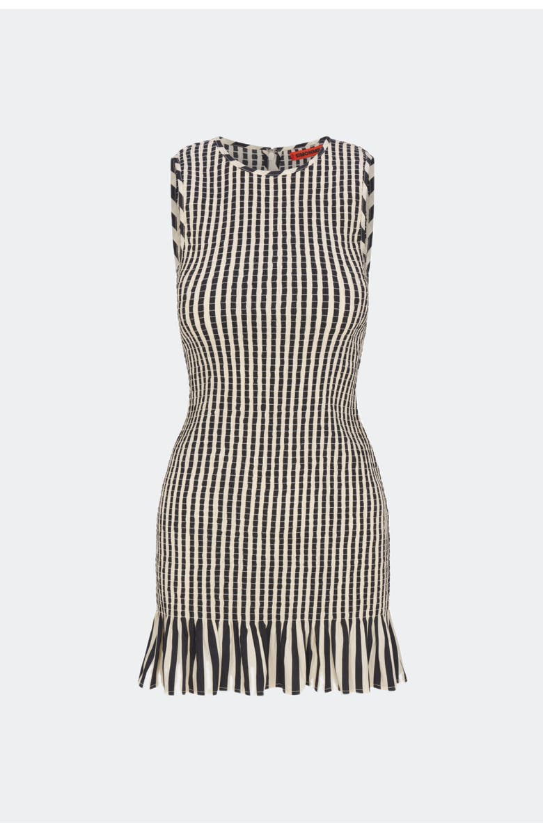 SIMONMILLER Belle Smocked Mini Dress, Main, color, Black/White Stripe
