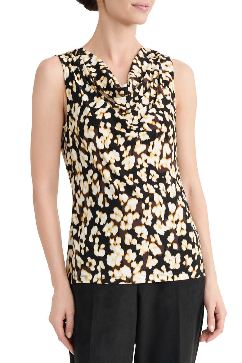 Drape Front Sleeveless Top, Main, color, RICH CHOCOLATE MULTI