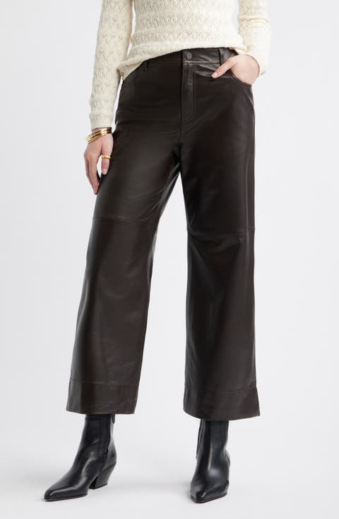 Leather Crop Wide Leg Pants