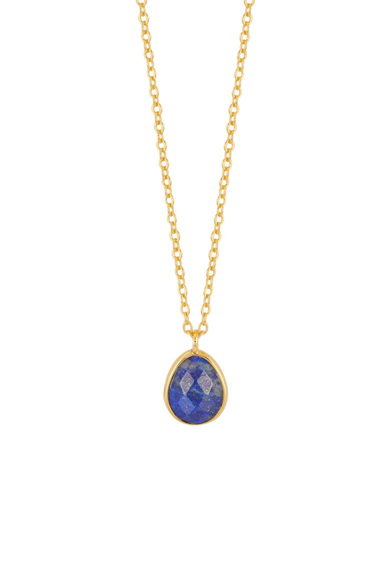 Wellness Faceted Green Agate Teardrop Pendant Necklace, Main, color, GOLD/BLUE