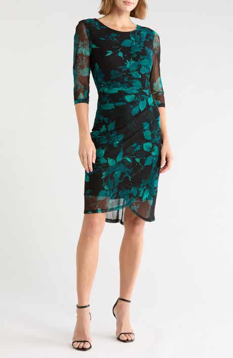 Elbow Sleeve Gathered Midi Dress