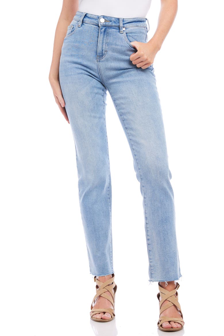 Raw Hem Straight Leg Jeans, Alternate, color, LIGHT BLUE