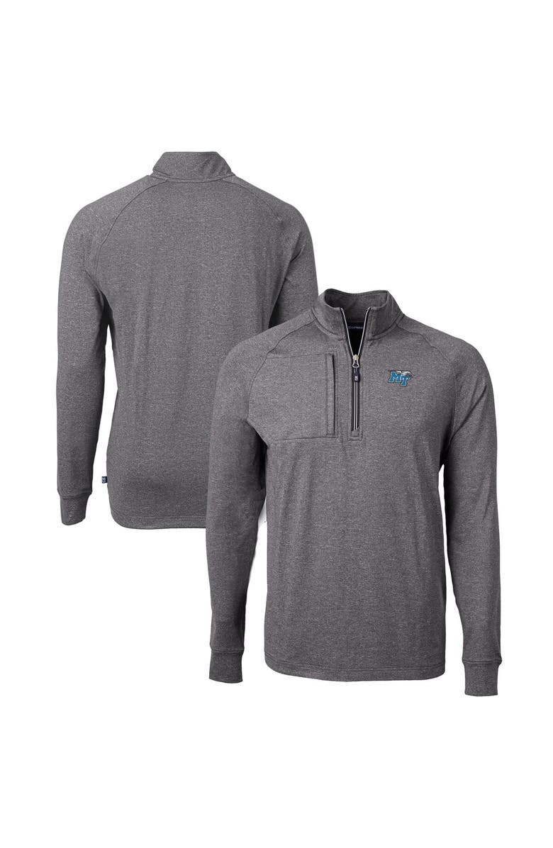Cutter & Buck Men's Cutter & Buck  Heather Black MTSU Blue Raiders Big & Tall Adapt Eco Knit Quarter-Zip Pullover Top, Main, color, 