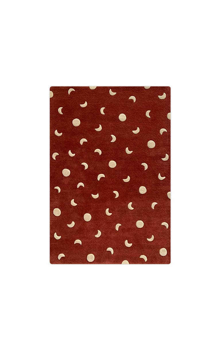 Maison Deux Moons rug, Main, color, Brick Red / Gold Print