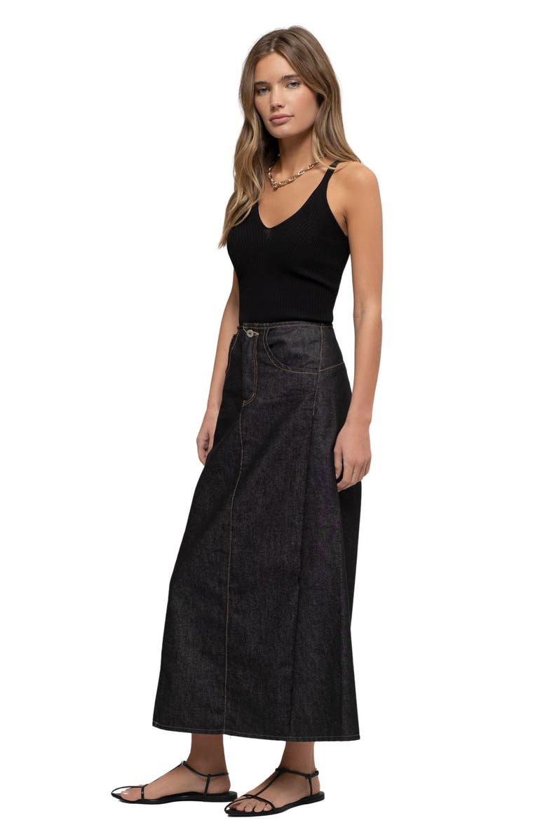 Blu Pepper V-Neck Ribbed Crop Tank, Alternate, color, Black