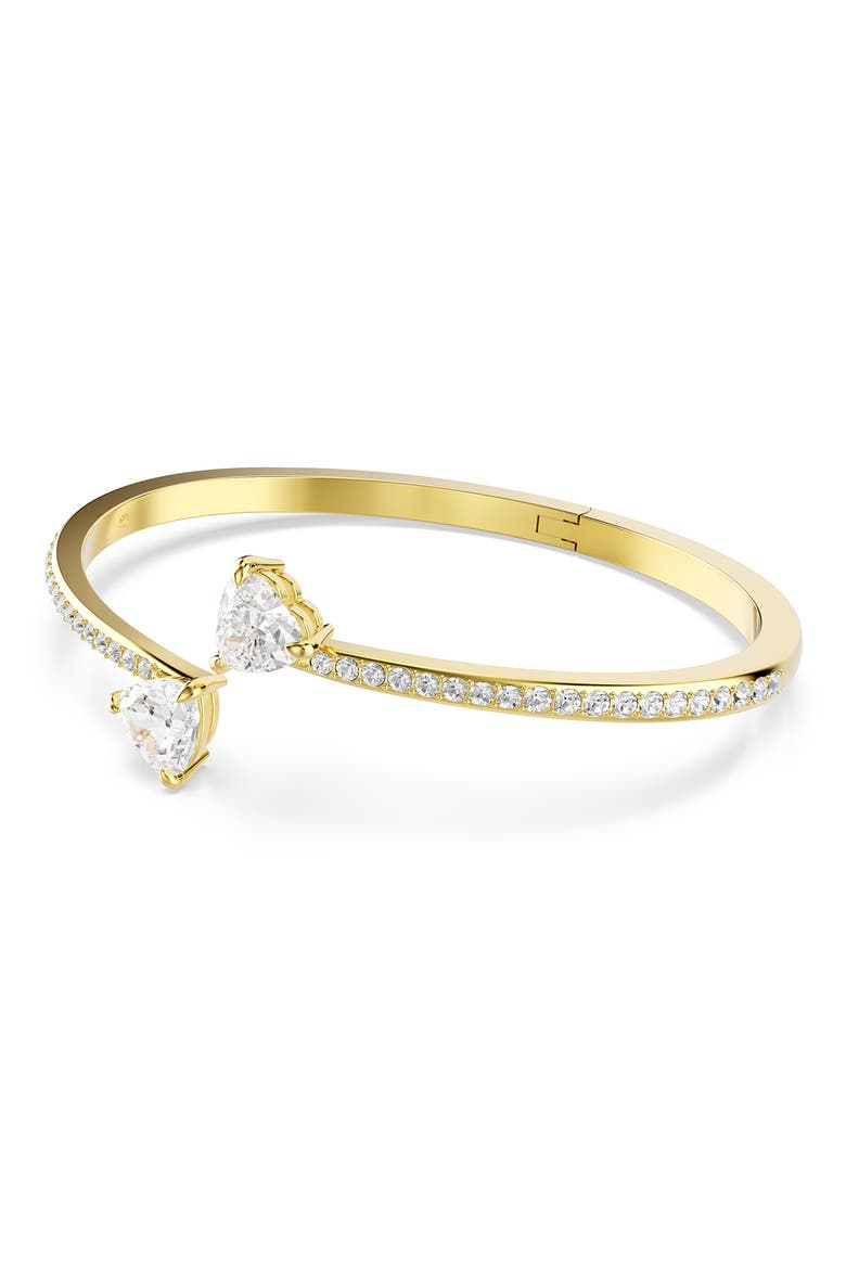 Mesmera Attract Crystal Heart Bangle Bracelet, Alternate, color, GOLD/ CRYSTAL