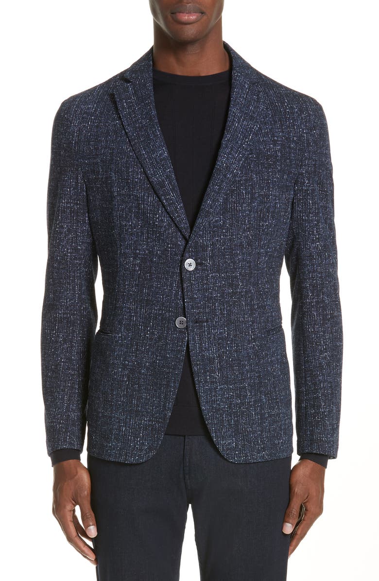 Emporio Armani Trim Fit Seersucker Sport Coat, Main, color,