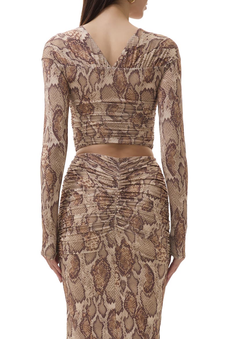 Whitney Ruched Cutout Crop Top, Alternate, color, SAND SNAKE