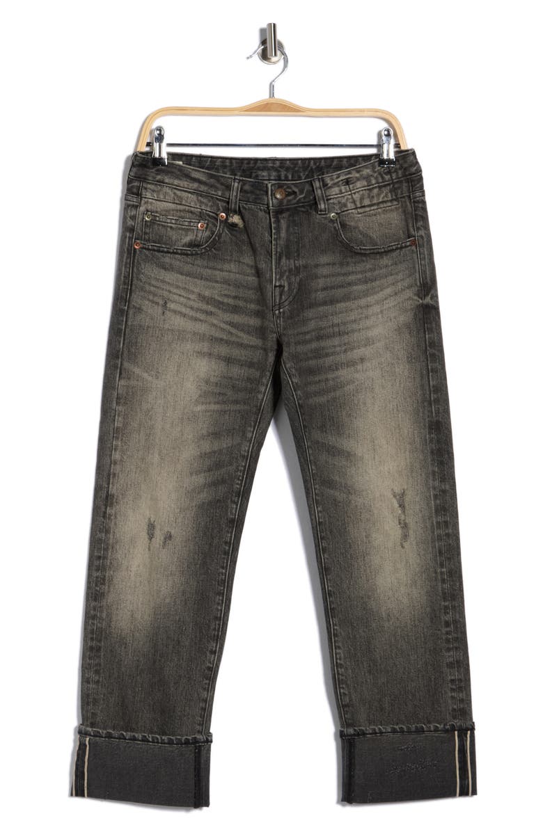 R13 Cuffed Straight Leg Jeans, Alternate, color,