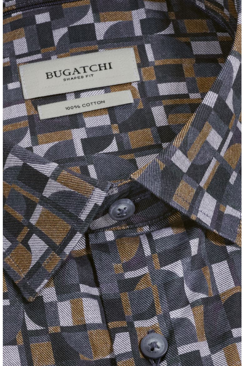 Julian Shaped Geometric Print Cotton Shirt, Alternate, color, INK