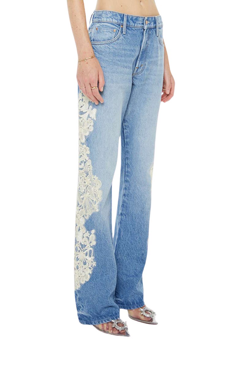 MOTHER The Chomp Heel Lace Trim Bootcut Jeans, Alternate, color, Wish Bone
