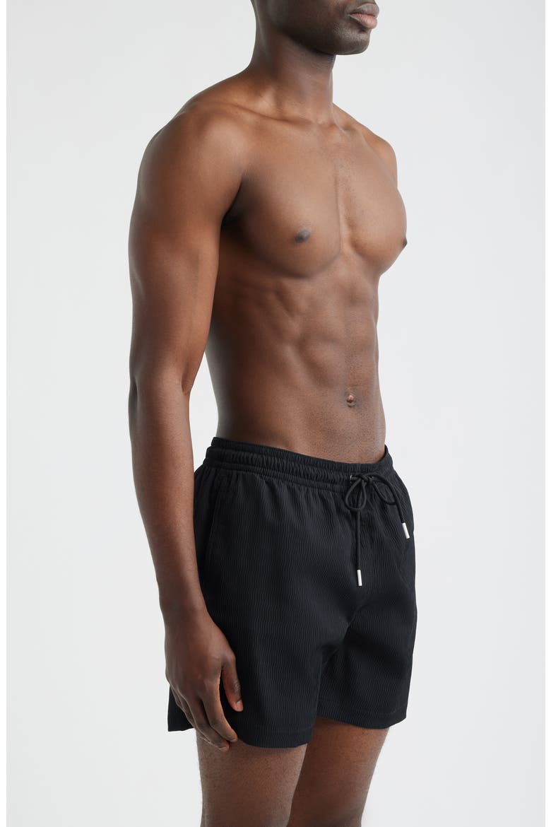 The Secret Agent 5.5-Inch Swim Trunks, Alternate, color, BLACK - SOLID