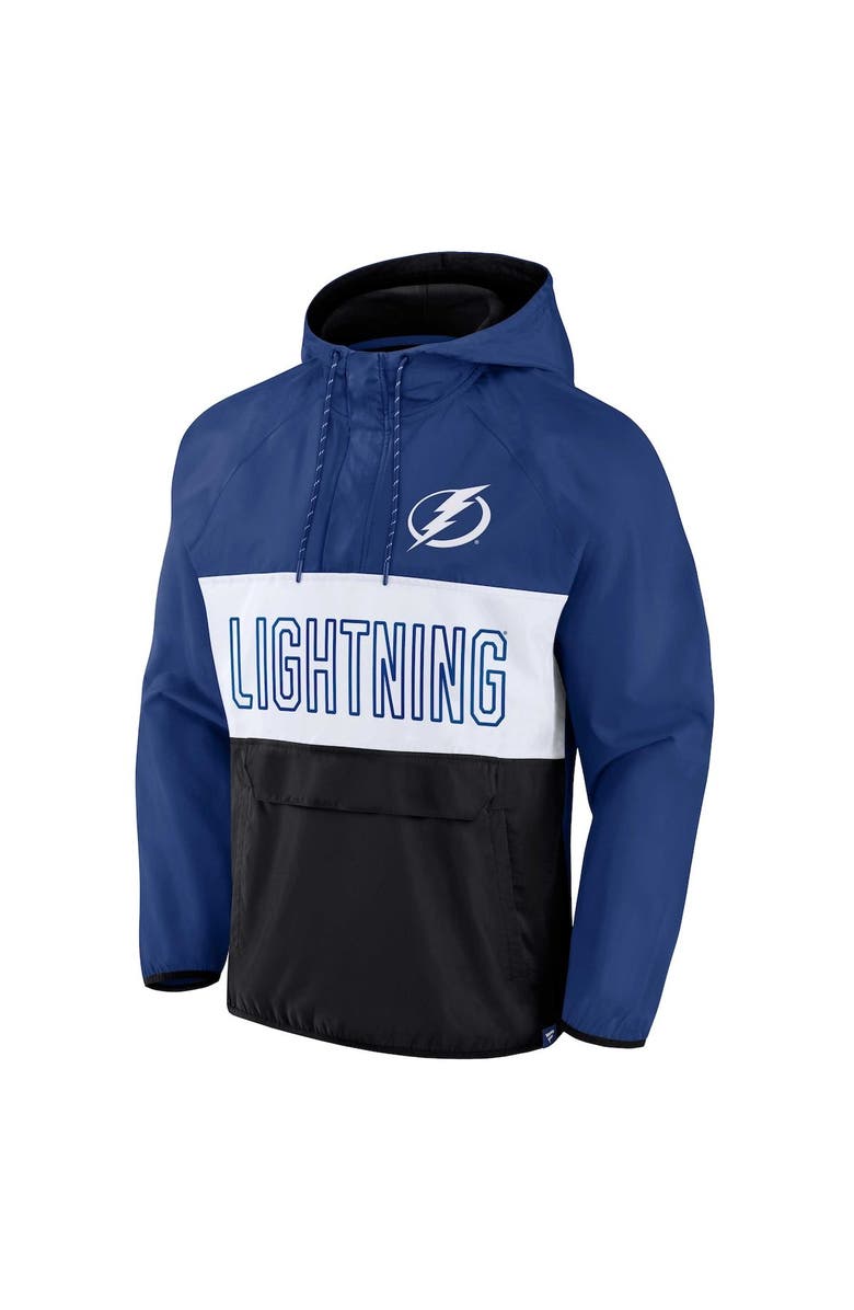 FANATICS Men's Fanatics Branded Blue/Black Tampa Bay Lightning Backhand Shooter Defender Anorak Raglan Hoodie Quarter-Zip Jacket, Alternate, color, 