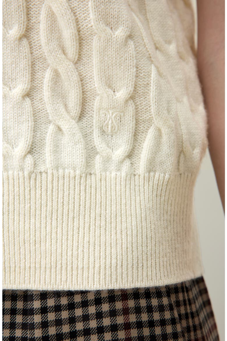 Washable Cable-knit Wool Vest, Alternate, color, Lily White