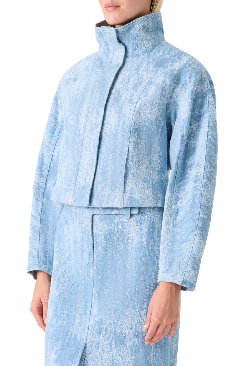 Egg Shape Cotton Denim Jacquard Jacket, Alternate, color, SKY BLUE DENIM