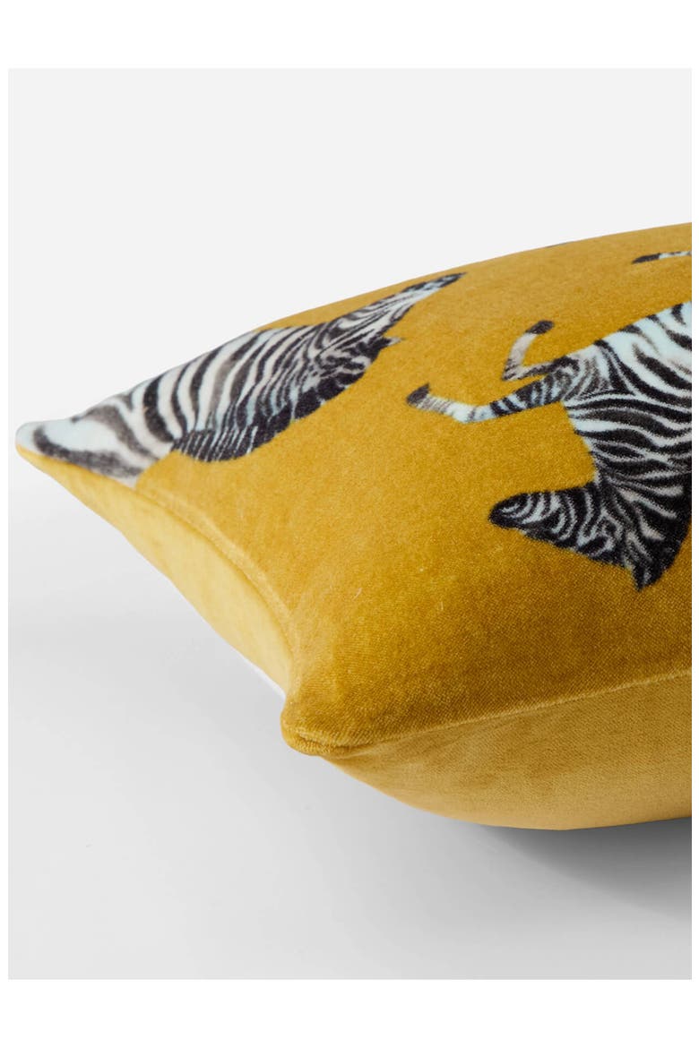 Velvet Watercolor Zebra Small Lumbar Pillow, Alternate, color, GOLD