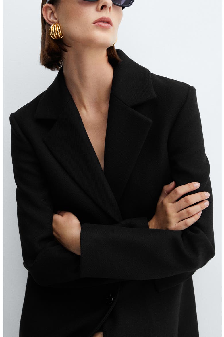 Structured Virgin Wool Blend Coat, Alternate, color, BLACK