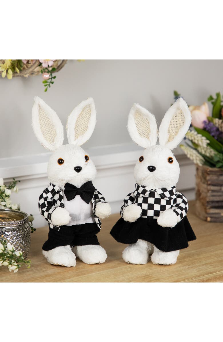 Northlight Boy Easter Rabbit Figurine in Checkered Jacket - 10", Alternate, color, Black