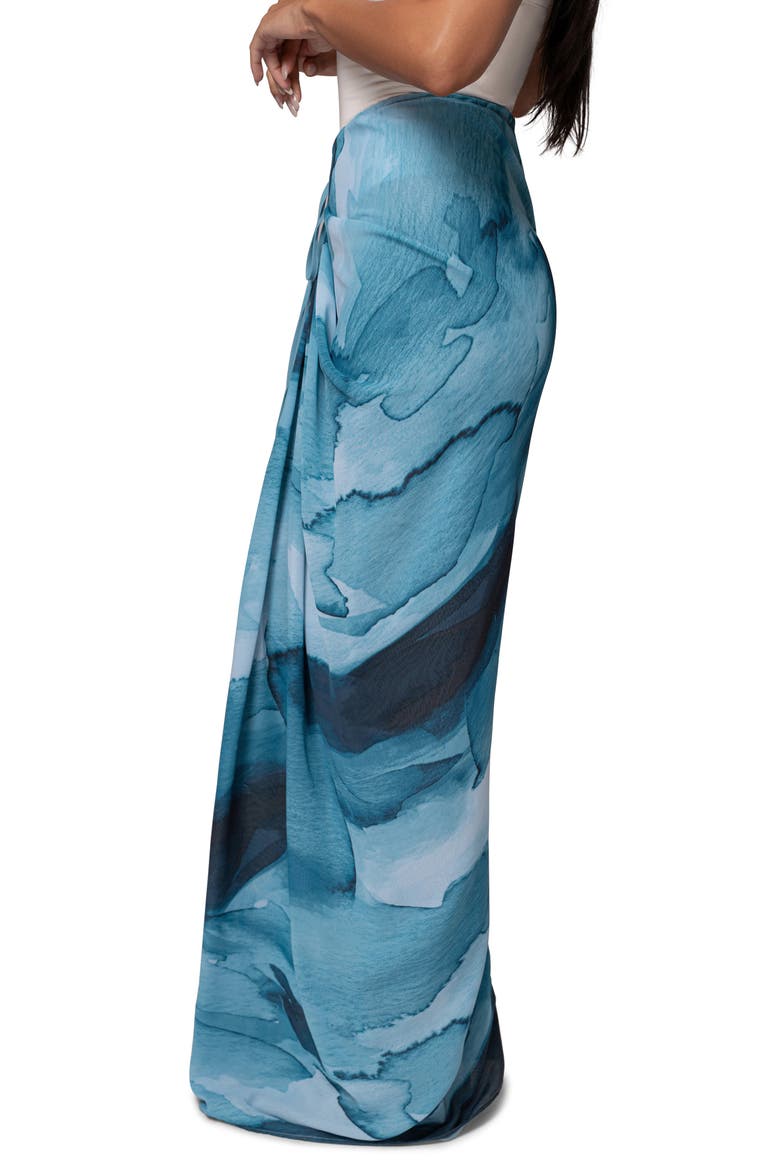 Noelia Printed Maxi Skirt, Alternate, color, BLUE