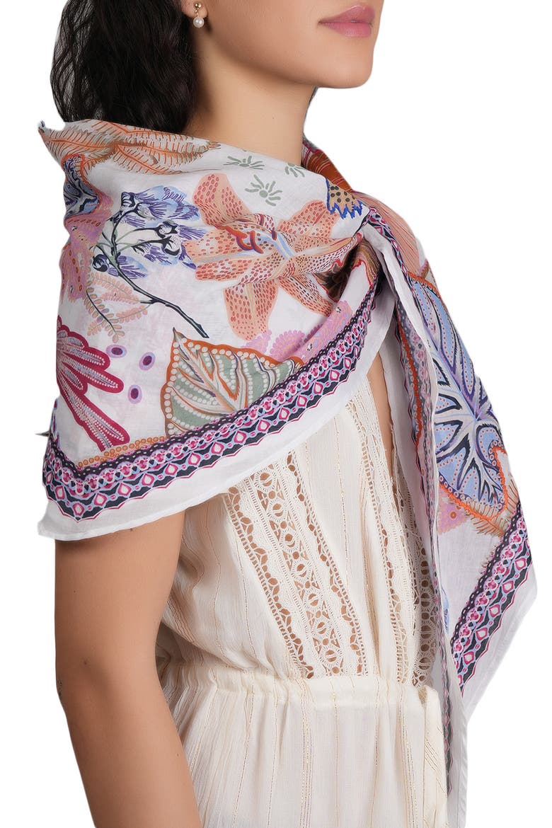 Geometric Cotton Scarf, Alternate, color, WHITE MULTI