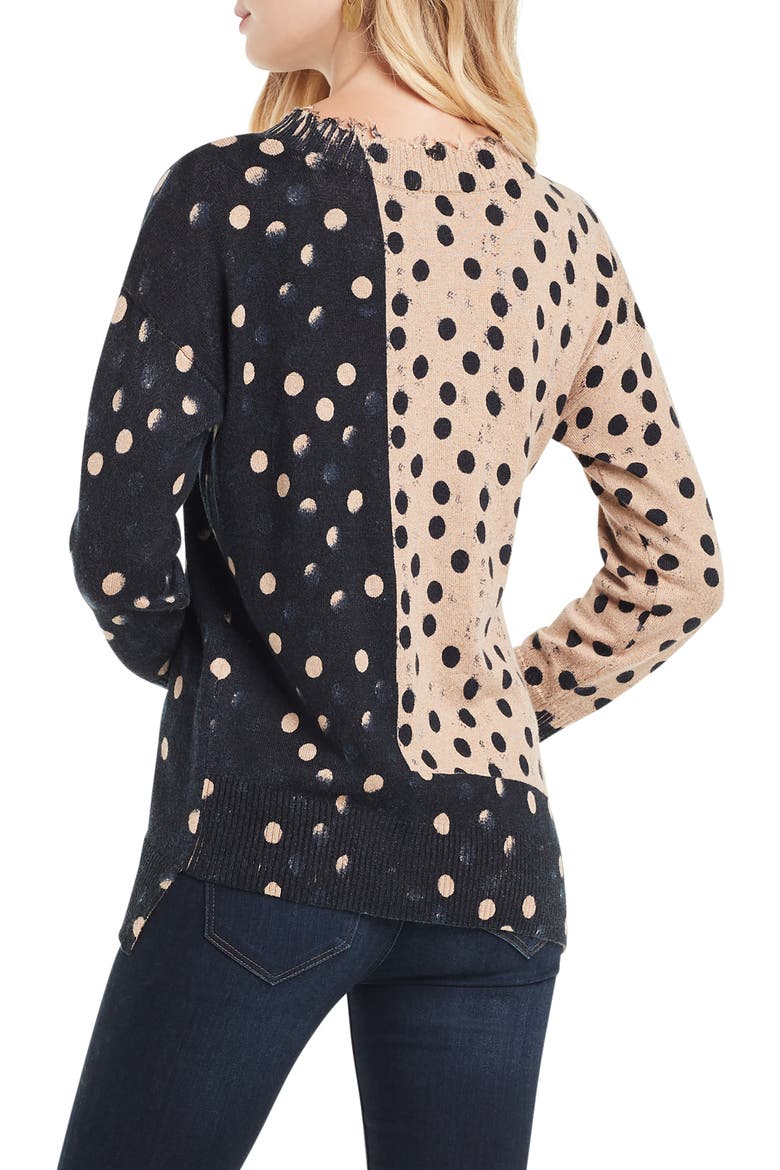 Mix & Mingle Colorblock Dot Print Sweater, Alternate, color, NEUTRAL MULTI