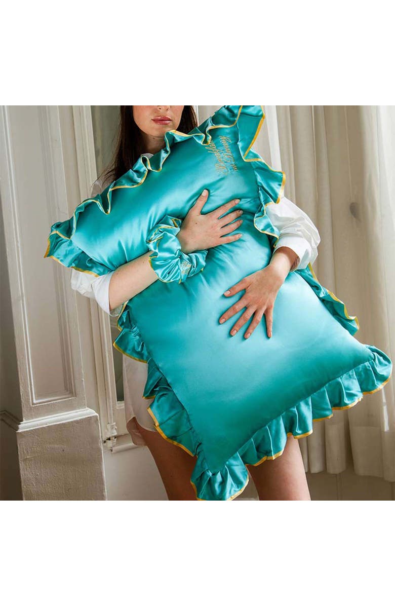 Drowsy Silk Pillowcase, Alternate, color, Breakfast At Drowsy Turquoise