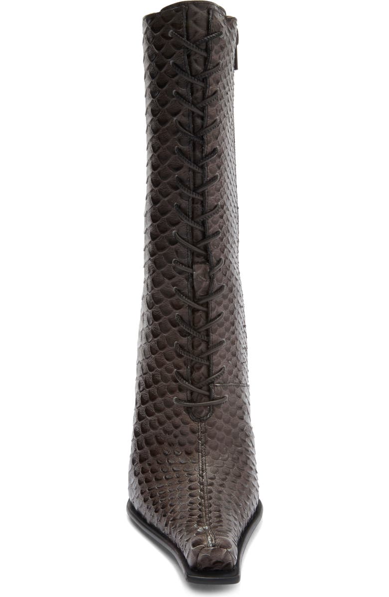 Jeffrey Campbell Rembrandt Pointy Toe Lace-Up Boot, Alternate, color, Grey Snake