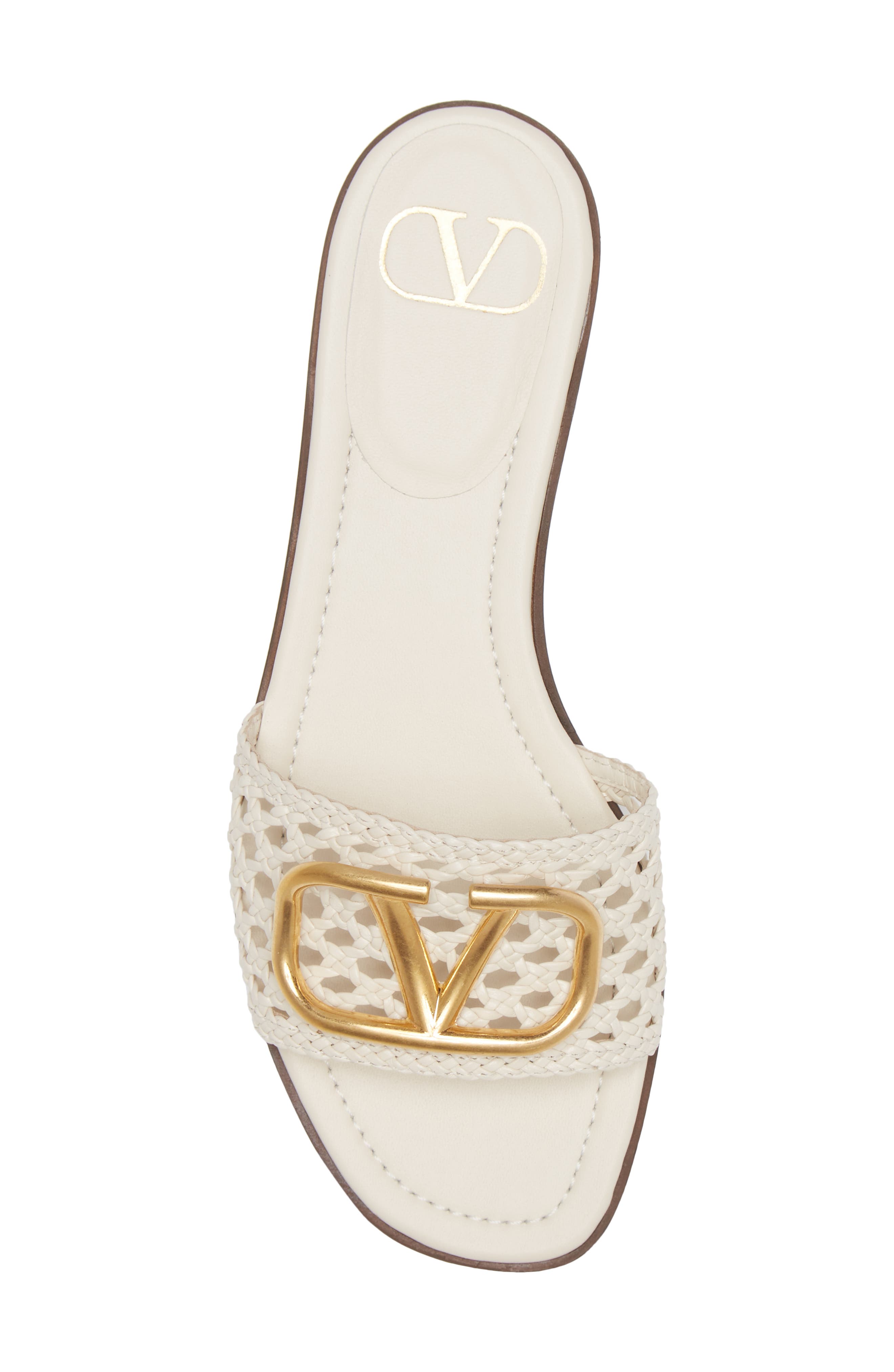 Valentino Garavani CROCHET VLOGO SLIDE SANDAL, Alternate, color, 