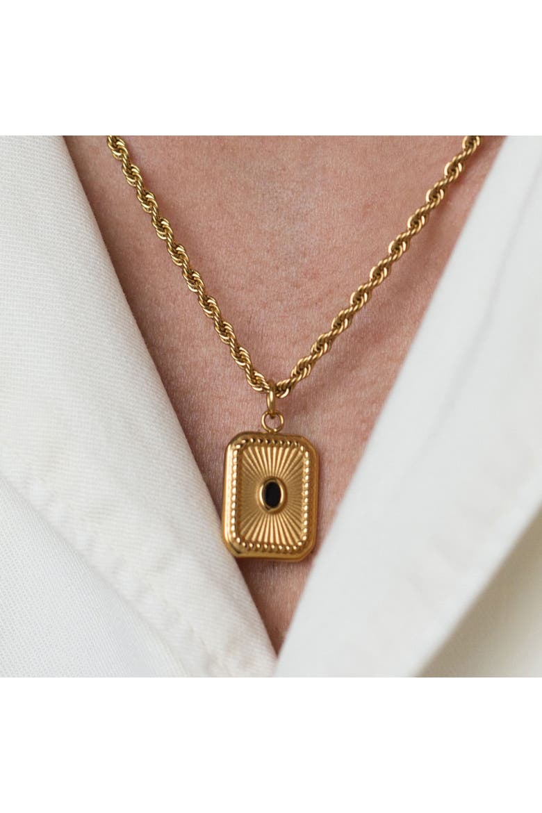 Onyx Gemstone Necklace, Alternate, color, Gold