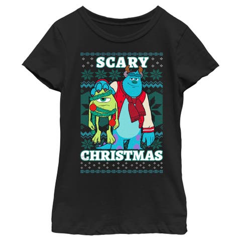 Girl's Disney Monsters Inc. Mike and Sully Scary Christmas  Graphic T-Shirt