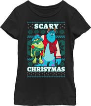 Disney Girl's Disney Monsters Inc. Mike and Sully Scary Christmas  Graphic T-Shirt