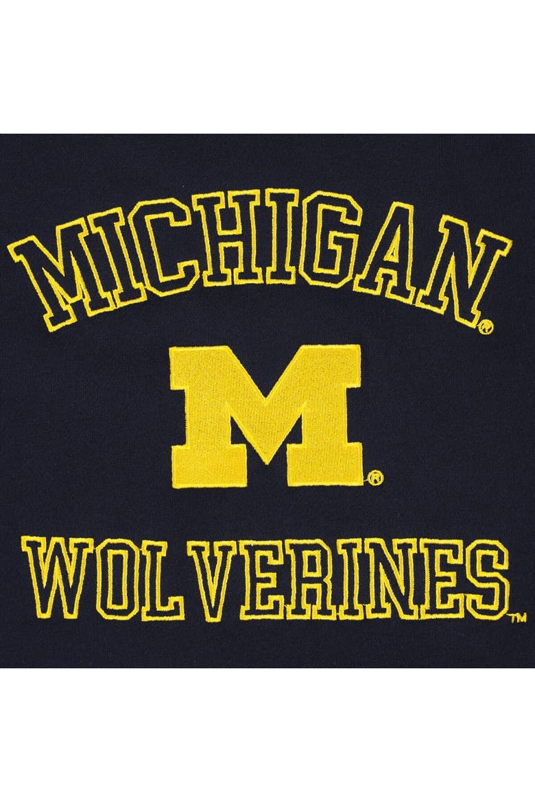 Women's Hype and Vice Navy Michigan Wolverines Colorblock Rookie Crew Pullover Sweatshirt, Alternate, color, Navy