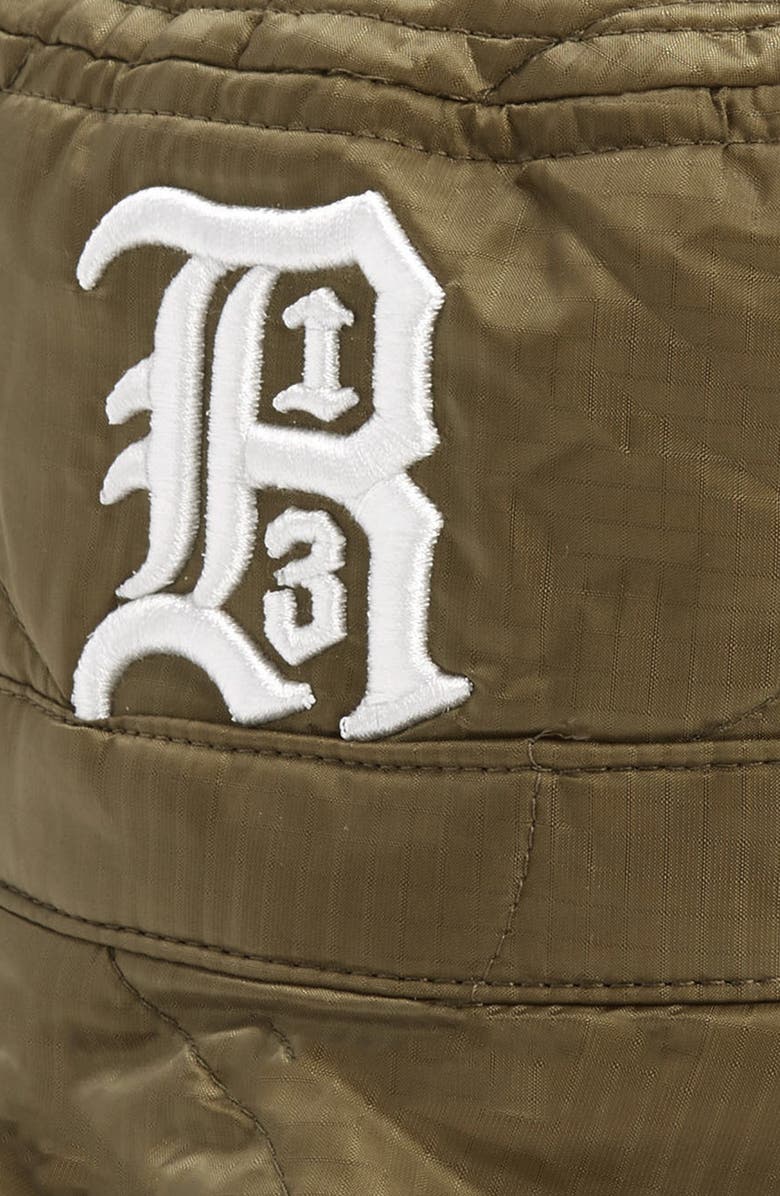 R13 Embroidered Logo Quilted Nylon Bucket Hat, Alternate, color, 