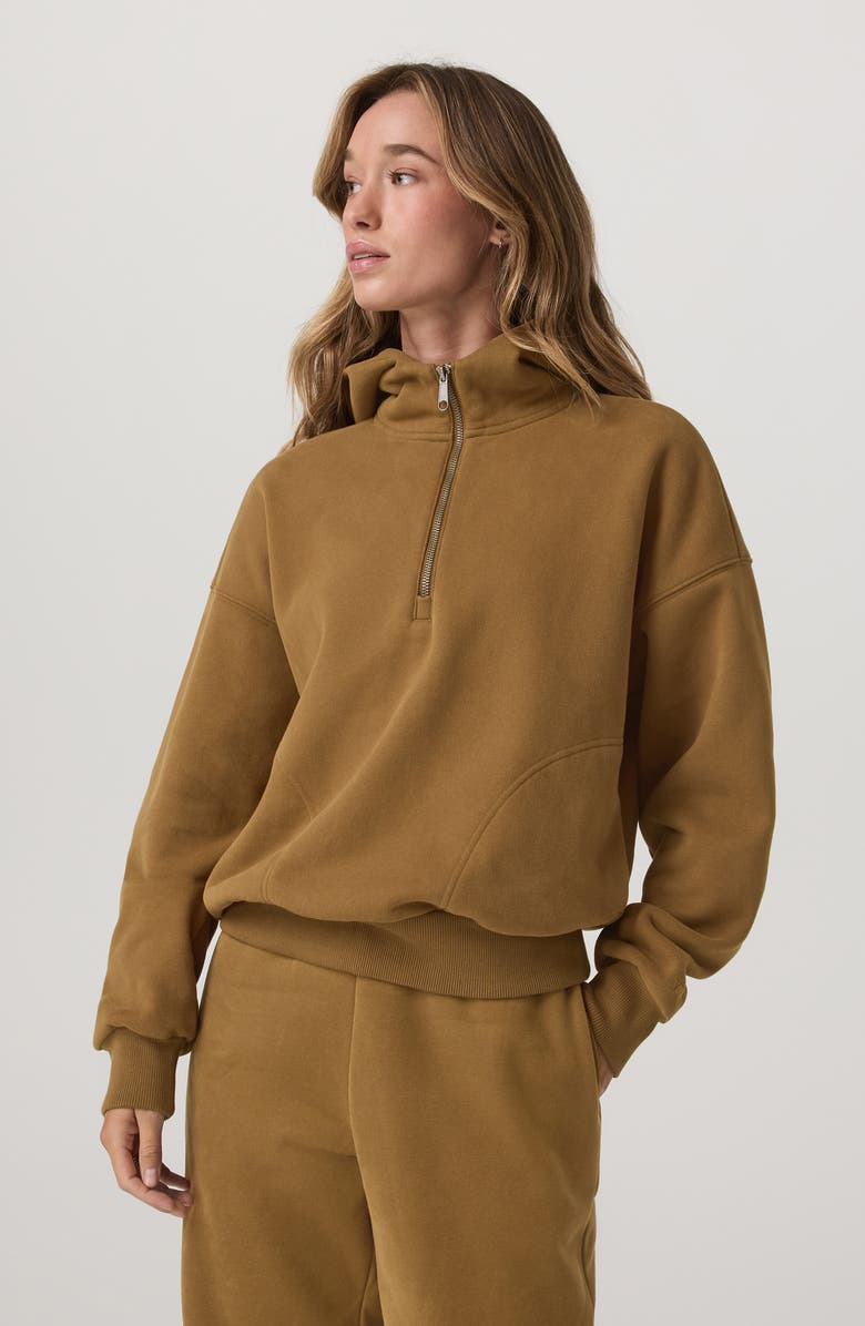 Vuori Restore Half Zip Hoodie, Alternate, color, Rum