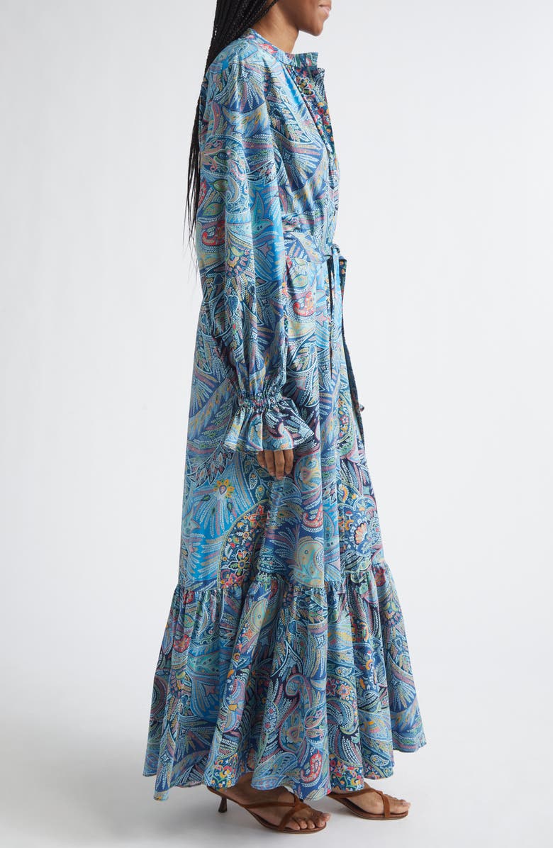 Etro Paisley Long Sleeve Maxi Dress, Alternate, color, Print On Blue Base