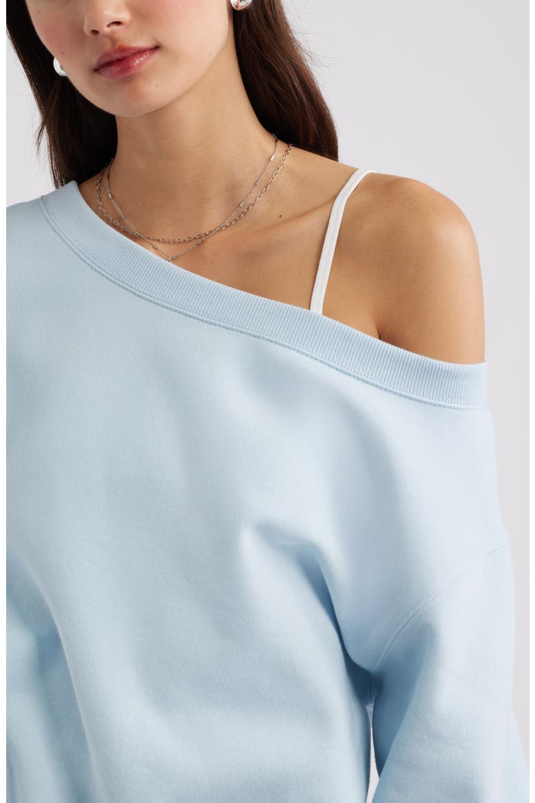 Off the Shoulder Fleece Sweatshirt, Alternate, color, BLUE SKYRIDE