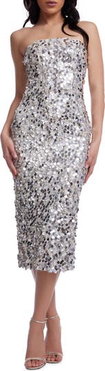 Viviana Sequin Strapless Sheath Cocktail Dress
