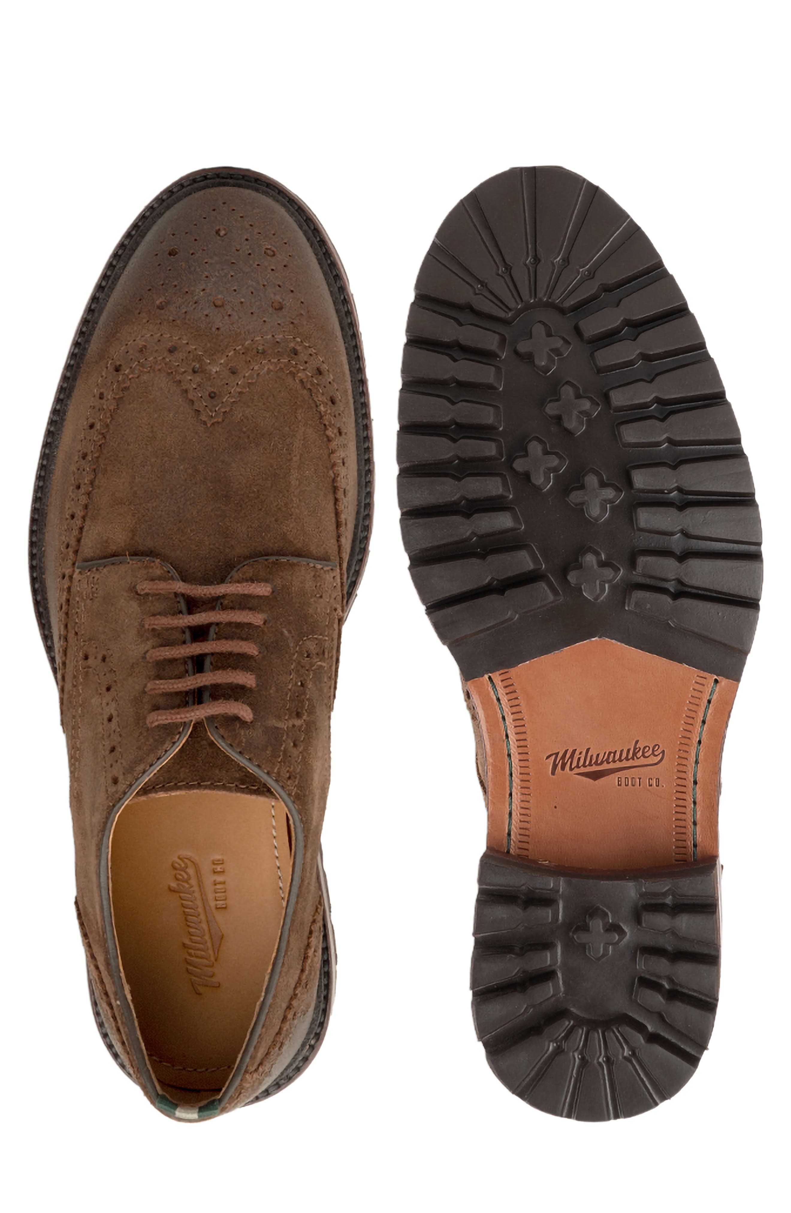 Milwaukee Boot Company Astor Wingtip Derby, Alternate, color, Brown