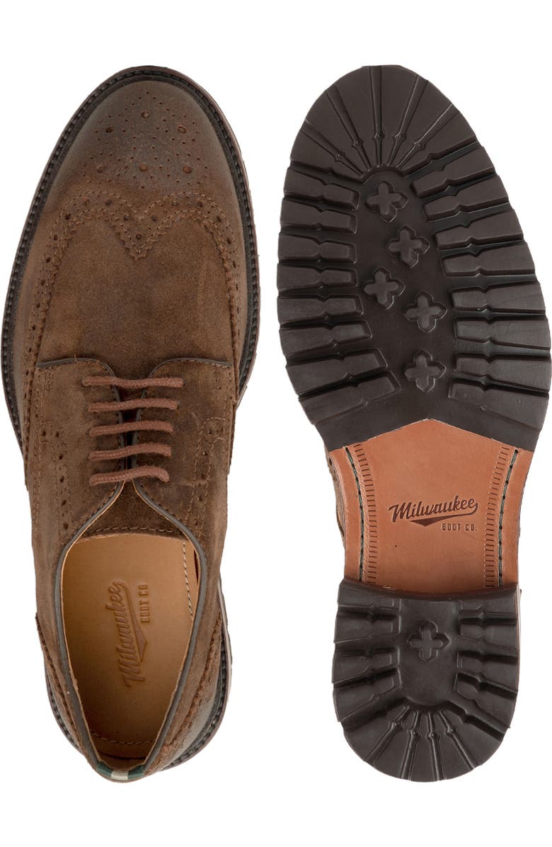 Milwaukee Boot Company Astor Wingtip Derby, Alternate, color, Brown