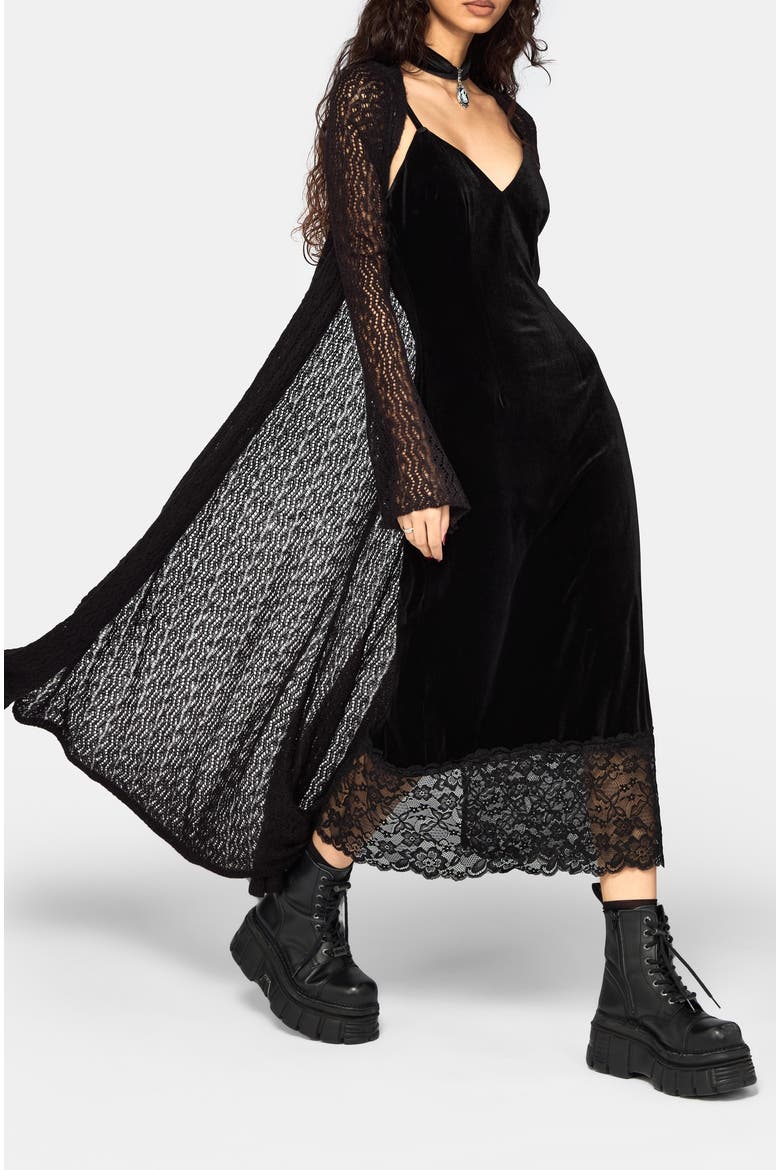 Adara Longline Fine Knit Cardigan, Alternate, color, Black