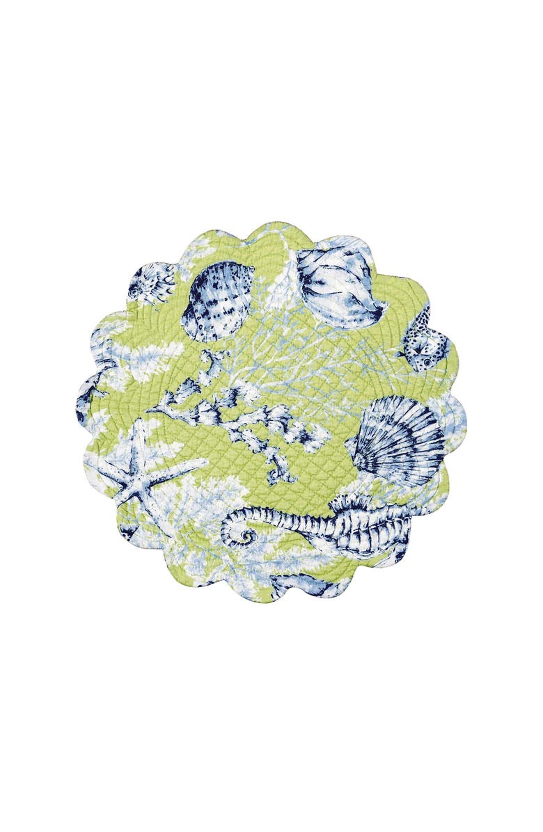 C&F Home Fenwick Isle Round Placemat Set of 6, Alternate, color, Green