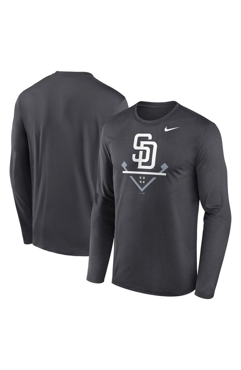 Nike Men's Nike Anthracite San Diego Padres Icon Legend Performance Long Sleeve T-Shirt, Main, color, Anthracite