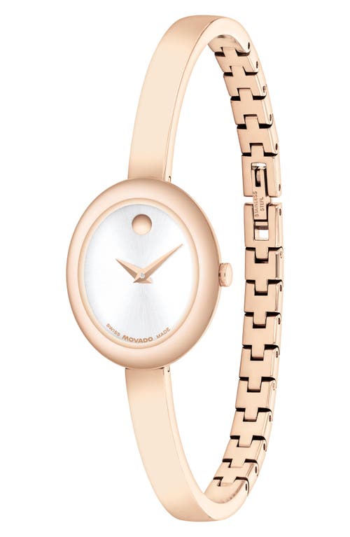Movado Women's Museum Oval Bangle Swiss Quartz Rose Pvd Watch, 22 X 26mm In Pink