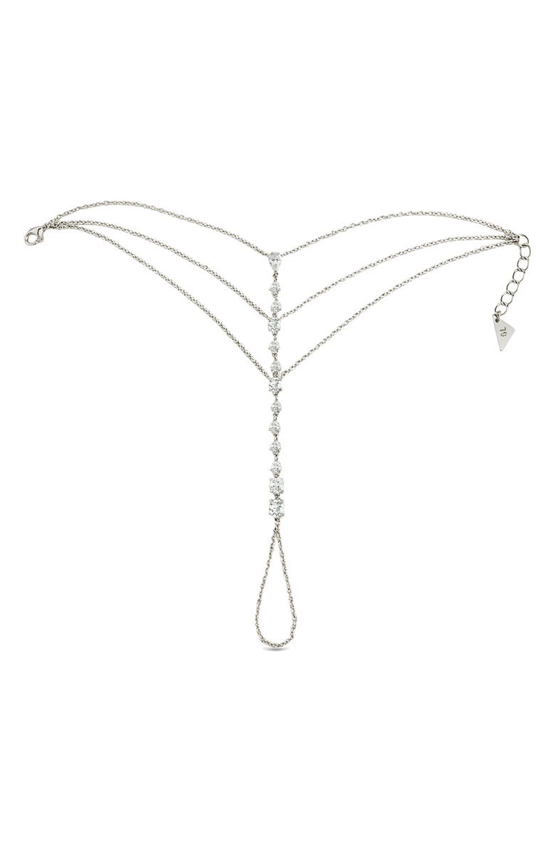 Sterling Forever Anselma Cubic Zirconia Hand Chain, Main, color, 