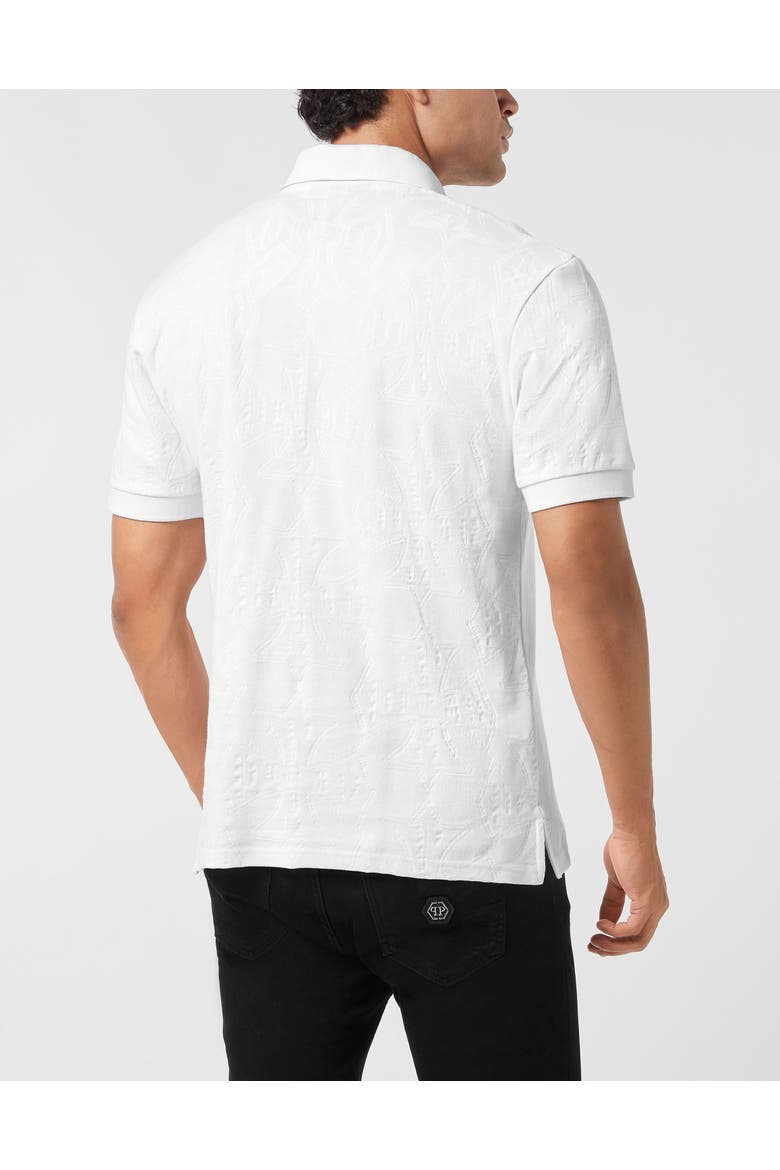 Polo T-Shirt Jacquard Crest Men, Alternate, color, white