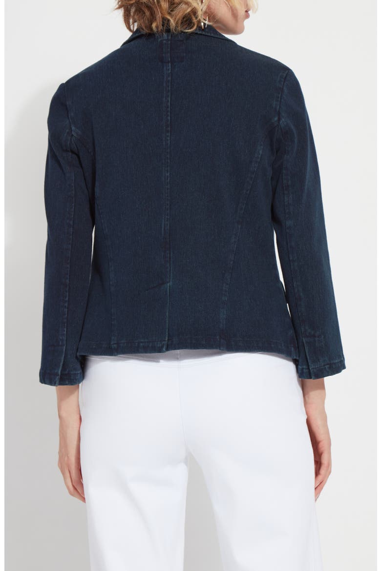 'Lyssentials Della Denim Crop Blazer, Alternate, color, INDIGO